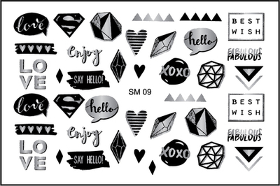 Gurunail Слайдер-дизайн металлизированный SM09 Надписи