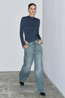 ZARA БОДИ СО СБОРКАМИ, СИНИЙ