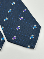 Галстук синий с собачками Yves Saint Laurent