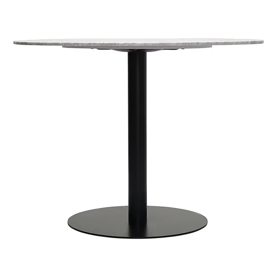 Стол Trond, Ø100 см, белый мрамор, черная ножка