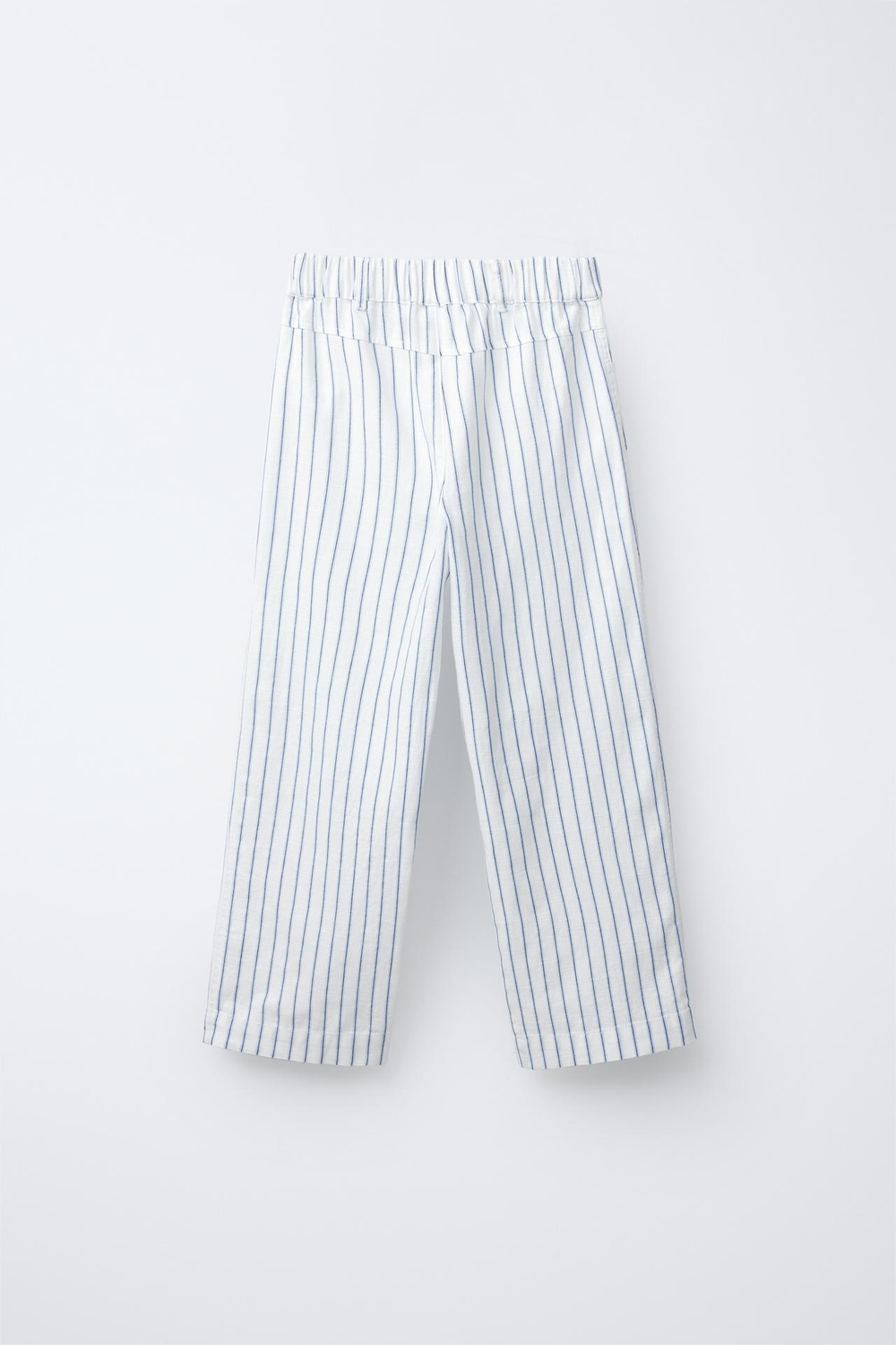 ZARA БРЮКИ ИЗ СМЕСОВОГО ЛЬНА В ПОЛОСКУ, СИНИЙ