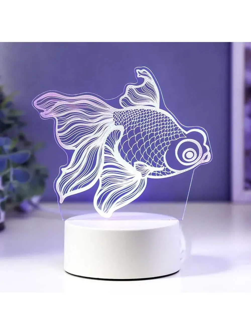 Светильник 3D ночник RISALUX «Рыбка», LED RGB, от сети, 9.5×