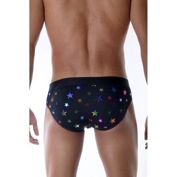 Мужские трусы слипы черные с разноцветными блестками Don Moris DM111823