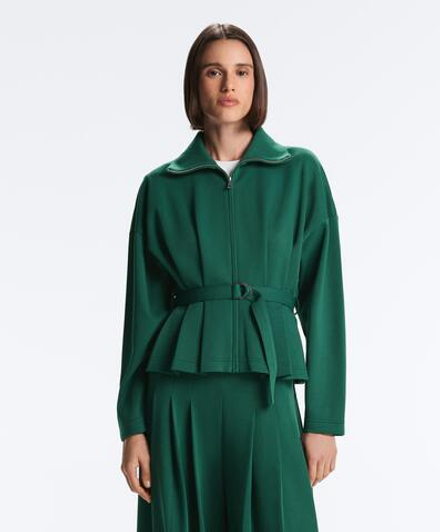 Oysho Куртка с ремнем, темно-изумрудный