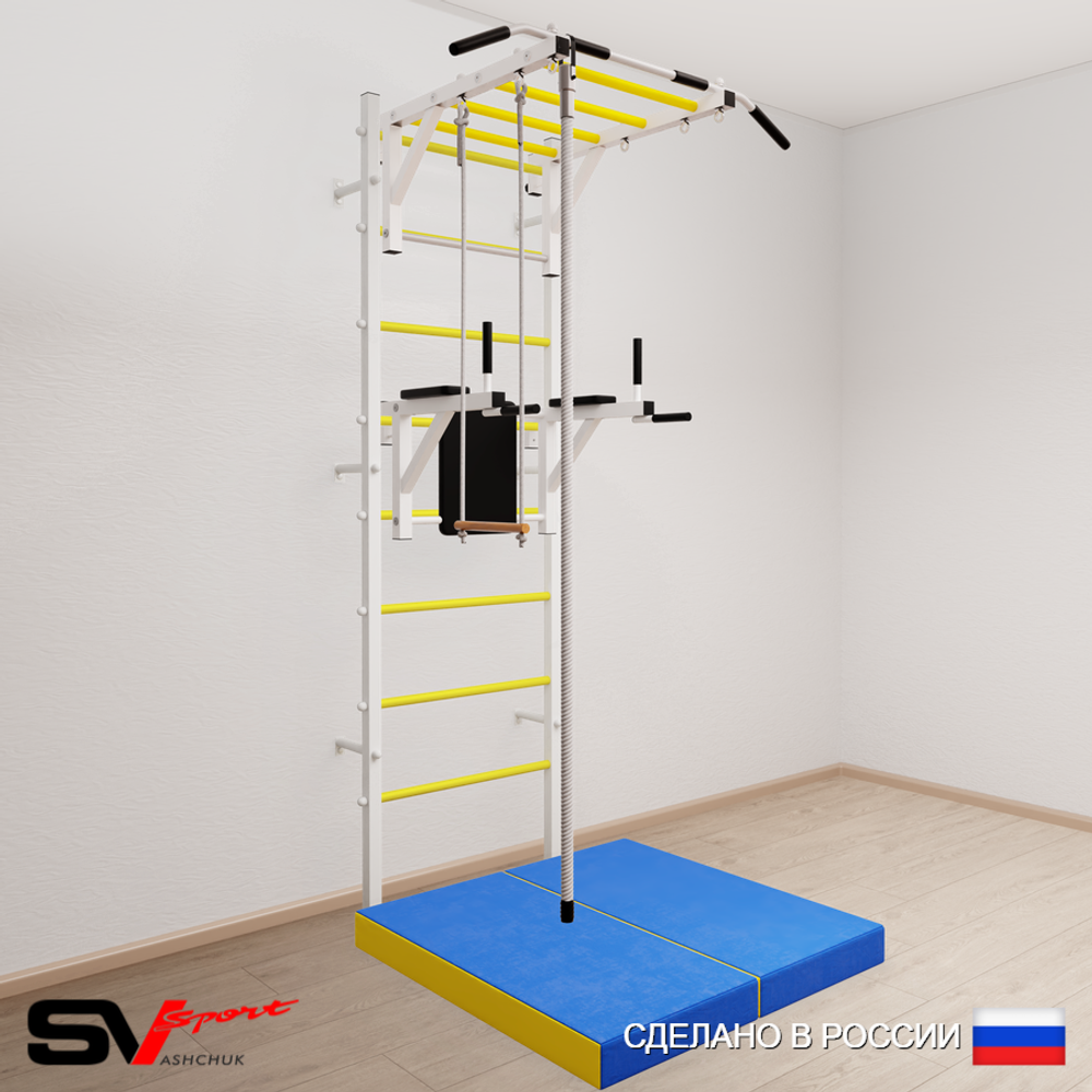 Шведская стенка Sv Sport 5464 (Турник рукоход/Брусья/Канат/Трапеция/Мат 1м)