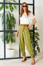 22683 Джемпер женский (белый отделка салатовый)