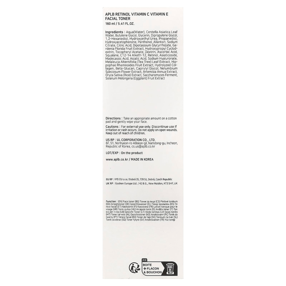 APLB, тонер для лица с ретинолом, витамином C и витамином E, 160 мл (5,41 жидк. унции)