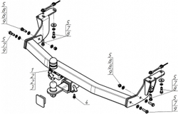 Фаркоп Motodor на Changan Cs95 2023- (под квадрат 50х50)(паспорт и сертификат в комплекте)(без электрики) 97208-E