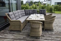 "Бергамо" обеденная группа угловая из искусственного ротанга, цвет соломенный