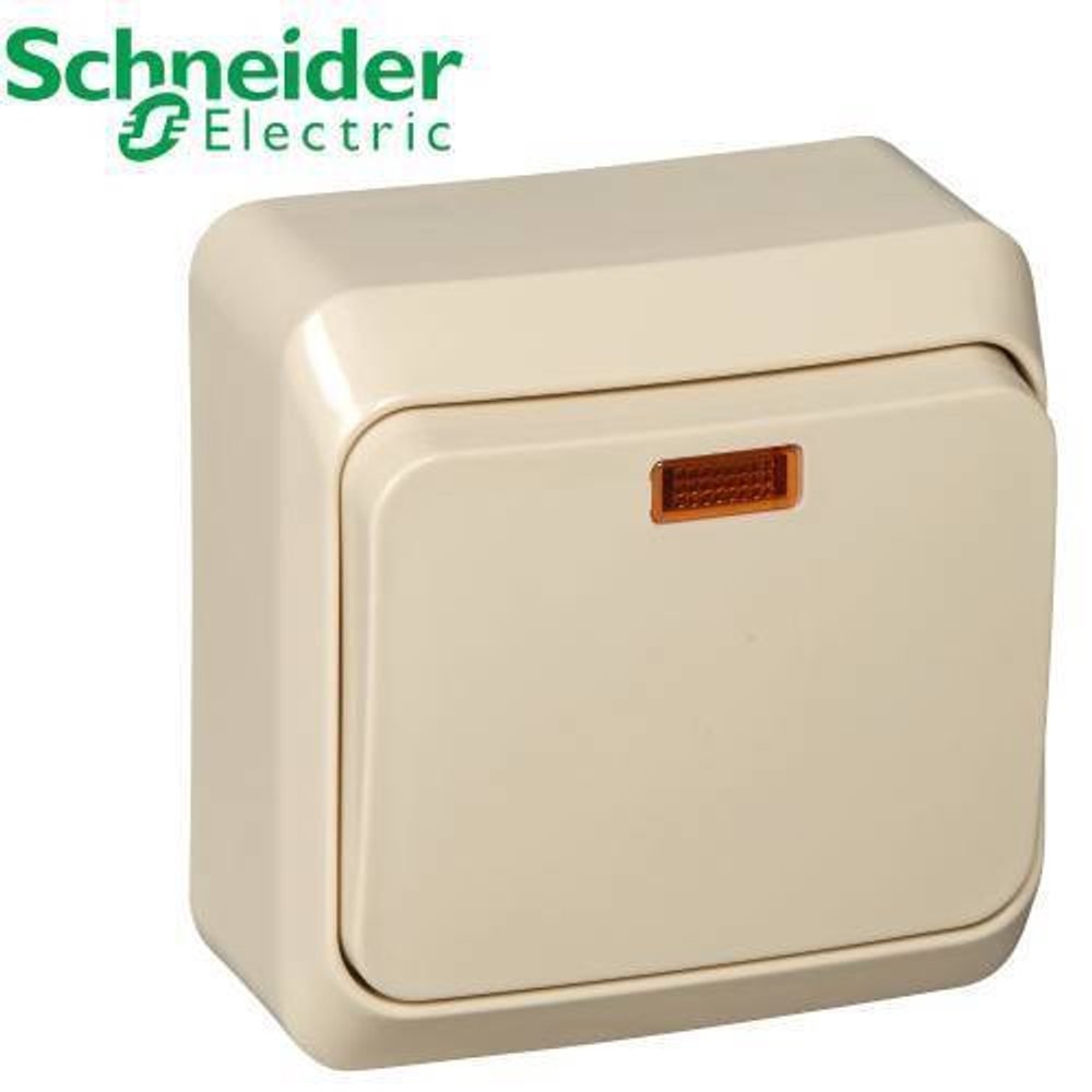 ВА10-007К Переключатель 1кл с подсветкой (крем) Этюд Schneider