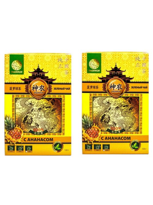 Чай зеленый Shennun с ананасом 100 г, 2 шт