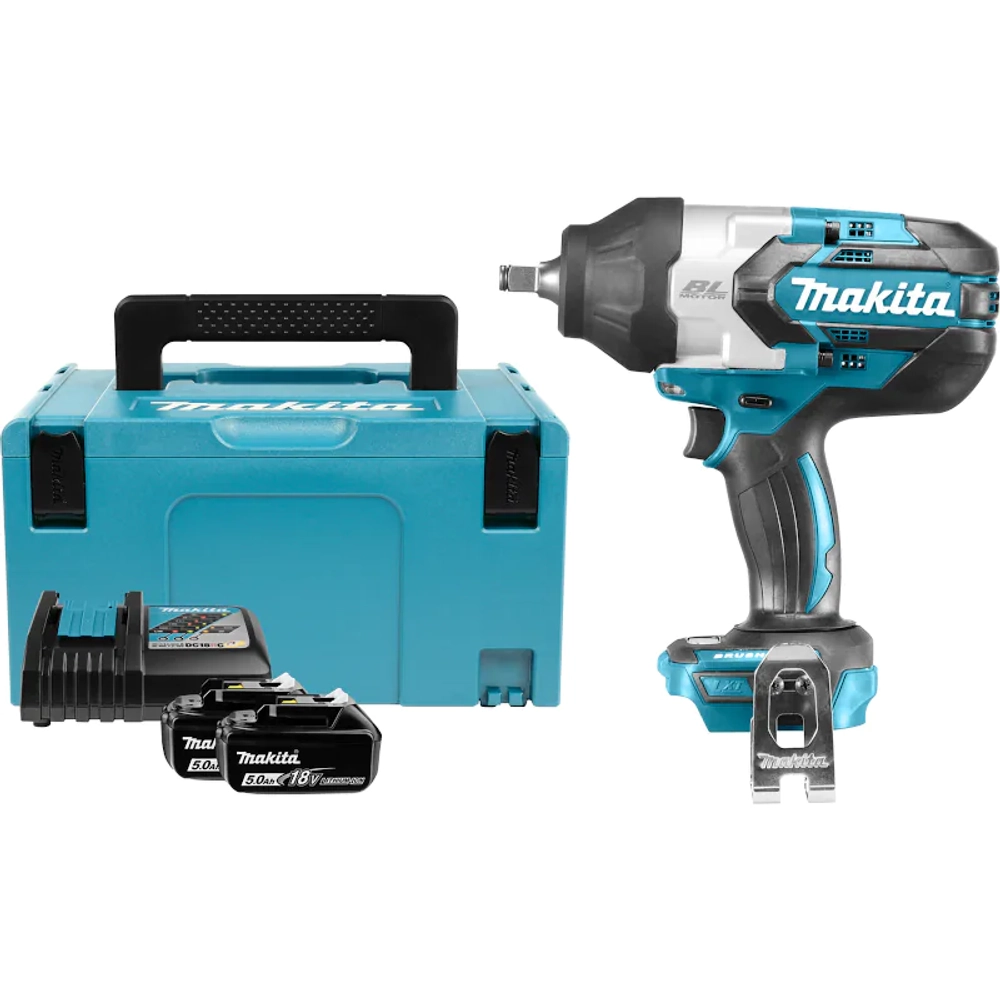 Makita DTW1002RTJ аккумуляторный ударный гайковерт (2 x 5 Ач, ЗУ)
