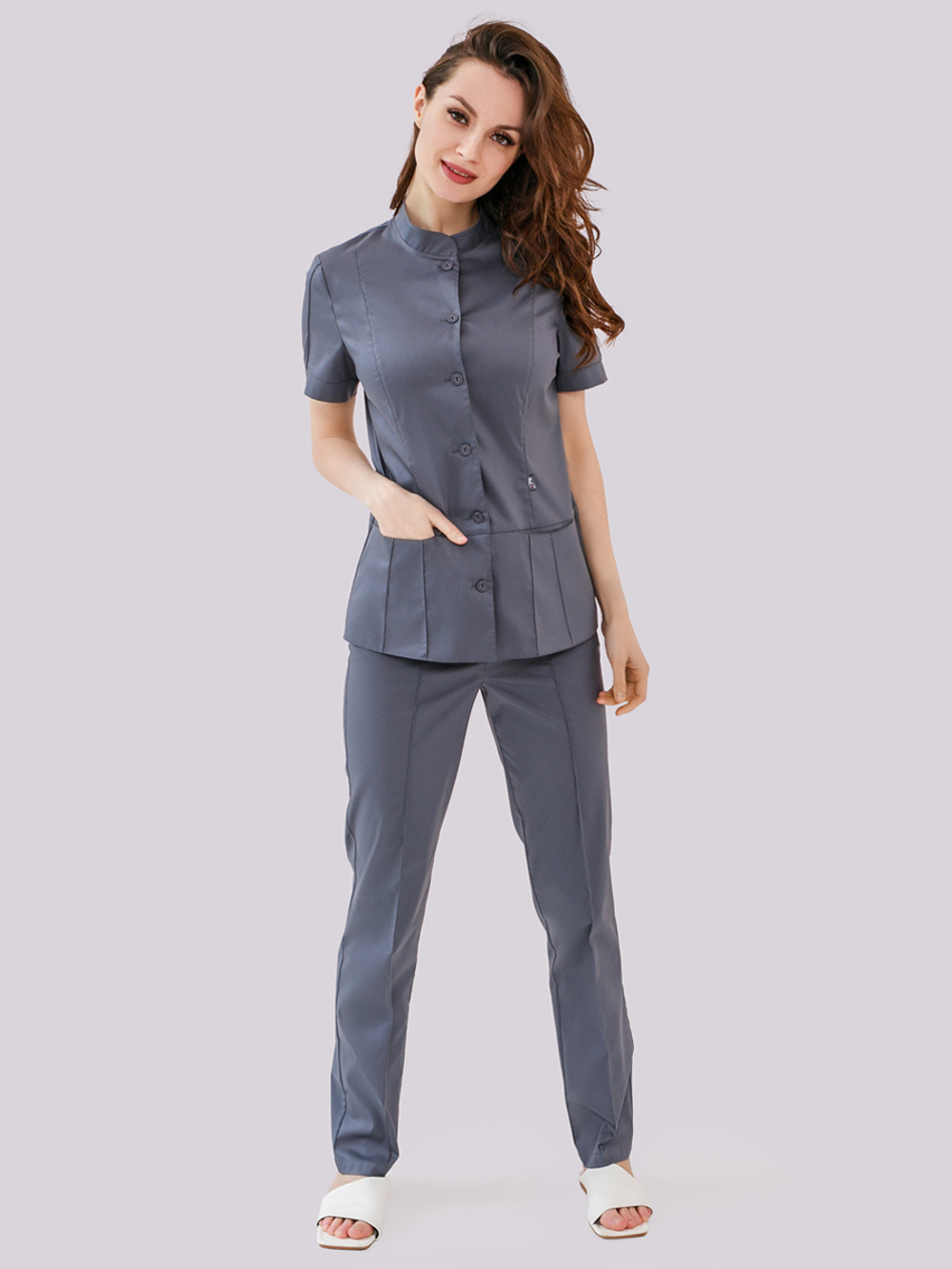 Костюм медицинский серый Медис Бл-334+Б-110