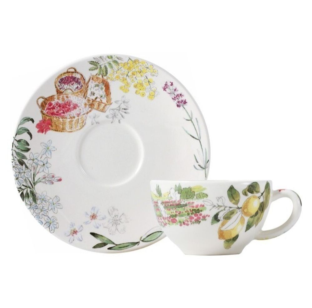 Чашка чайная с блюдцем Gien Pont Aux Choux White (170 мл)