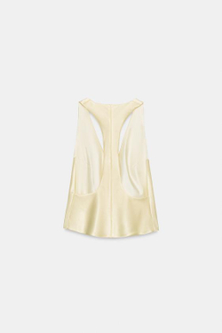 ZARA АТЛАСНЫЙ ЖИЛЕТ НА ДВУБОРТНОЙ ЗАСТЕЖКЕ, СВЕТЛО-ЖЕЛТЫЙ