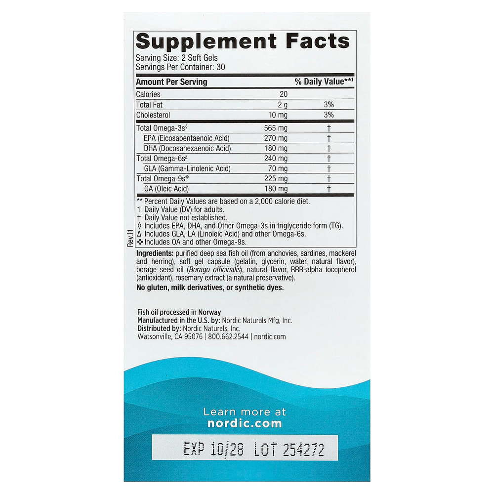 Nordic Naturals, Complete Omega, лимон, 60 мягких таблеток
