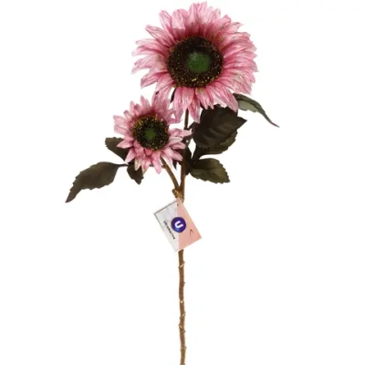 Искусственные цветы «FLOWERS GLAMOUR» 63см Подсолнухи 2 цветка розовые