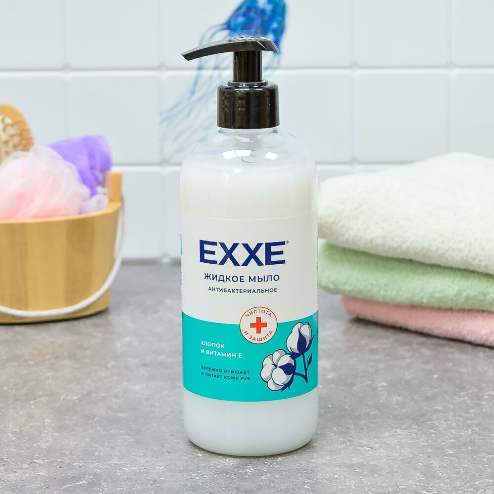Мыло жидкое антибактериальное "Хлопок и Витамин Е" 500мл EXXE