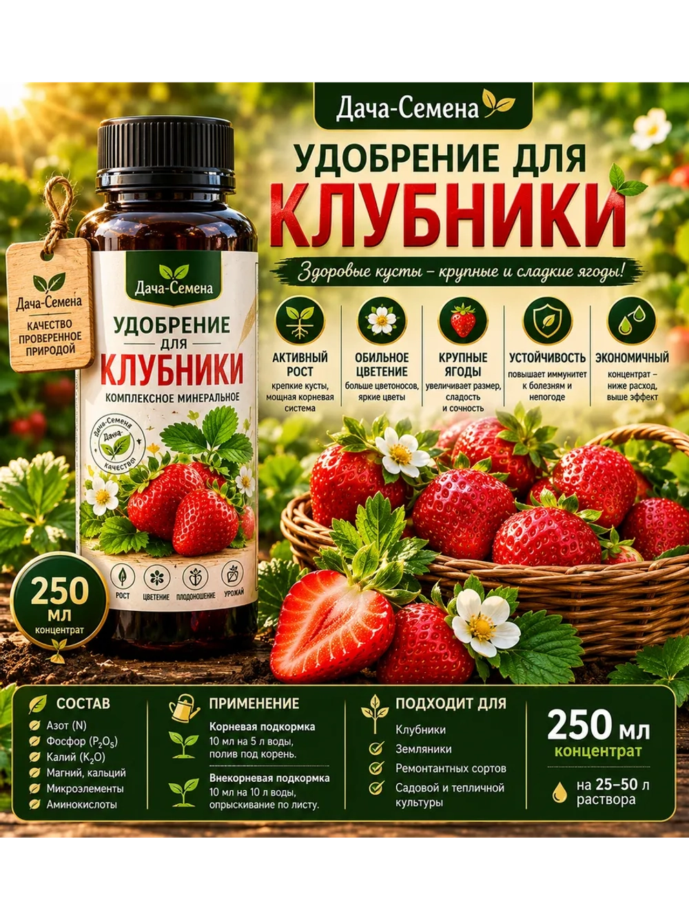 Комплексное удобрение для клубники 250 мл