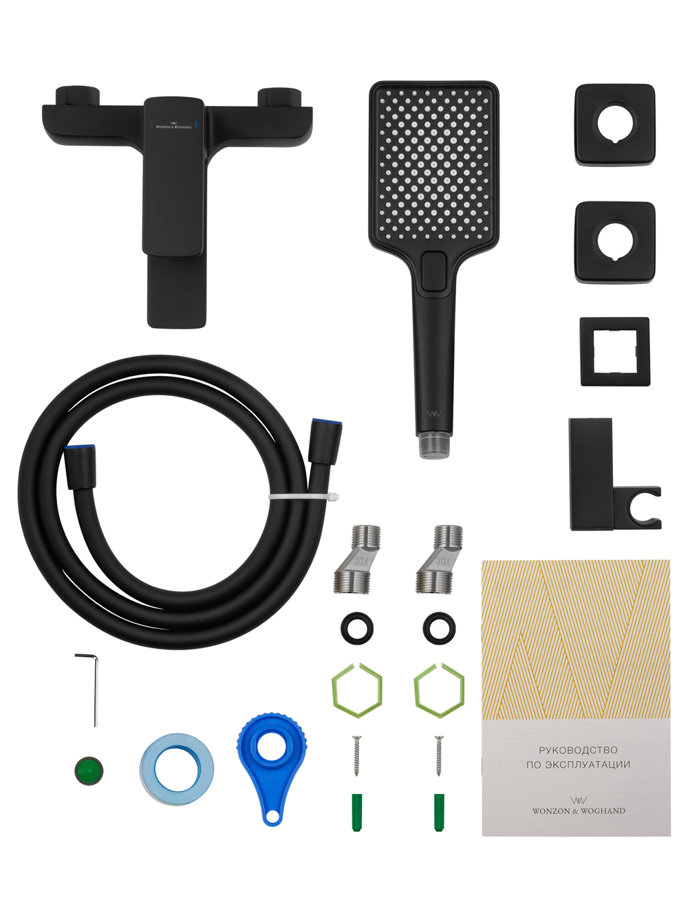 Смеситель для ванны с душем WONZON & WOGHAND EDGE, Черный матовый (WW-88639003A-MB)