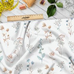 Ткань атлас нежные полевые цветы
