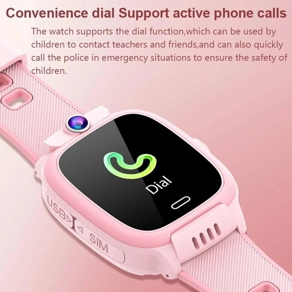 Розовый Детский Смарт часы Y31 с GPS и SIM картой, Wifi, камерой, кнопкой SOS, будильником и телефоном / Smart Watch Y31