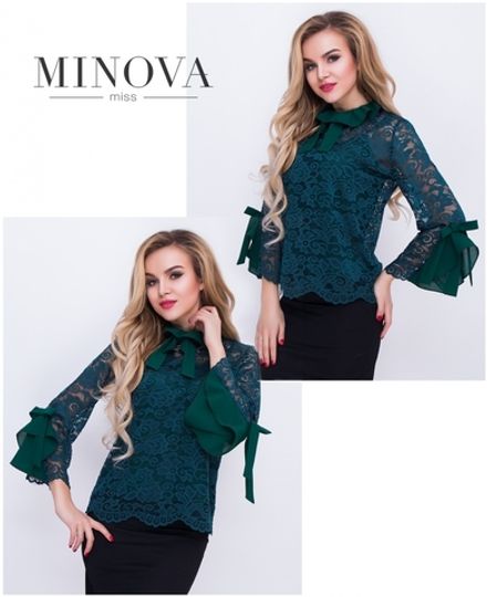 Блуза 4074-темно-зеленый Minova Фото 1