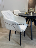 Круглый раздвижной стол "Бонжур", керамогранит, черный мрамор и стулья "ШЕЛЛ"