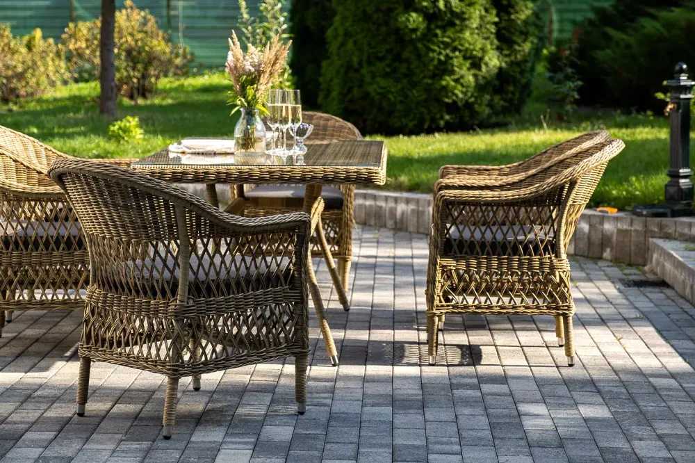 "Амароне" обеденная группа из искусственного ротанга на 6 персон, цвет соломенный