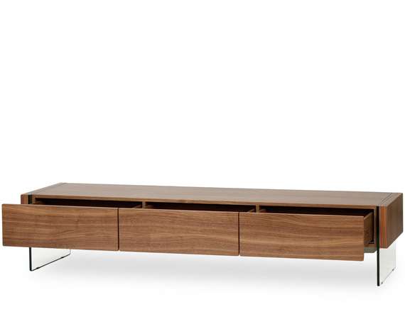 ТВ-тумба Somerset 188х38 см, шпон ореха, стеклянные ножки