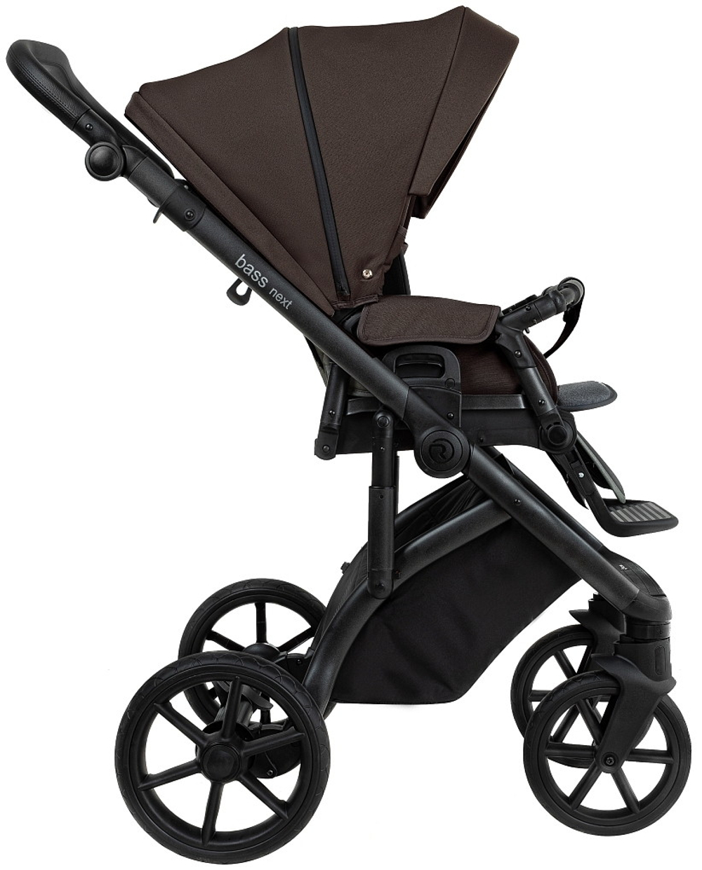 Детская коляска Roan Bass Next 2.0 3 в 1 с автокреслом Pituso Baesa Pro Black,Beige Canopy BSN/44/2 Turkish Coffe/Black/руч.Cappuccino