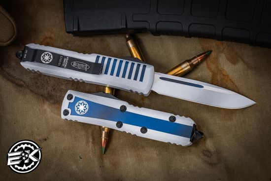Microtech UTX-85 S/E - нож автомат., алюм. рук-ть "Clone Trooper", белый клинок