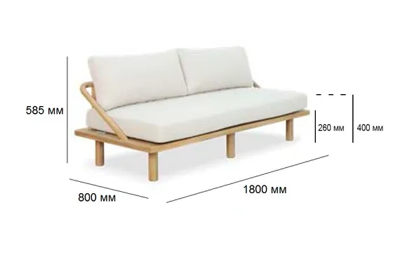 Трехместный уличный диван Denmark из массива акации