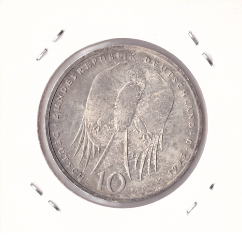 10 марок 1993 год (J) 150 лет со дня рождения Роберта Коха, Германия. XF-AU