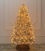 Заснеженная елка с гирляндой «Алтайская» теплый свет (Литая) 210 см / 2,1 м