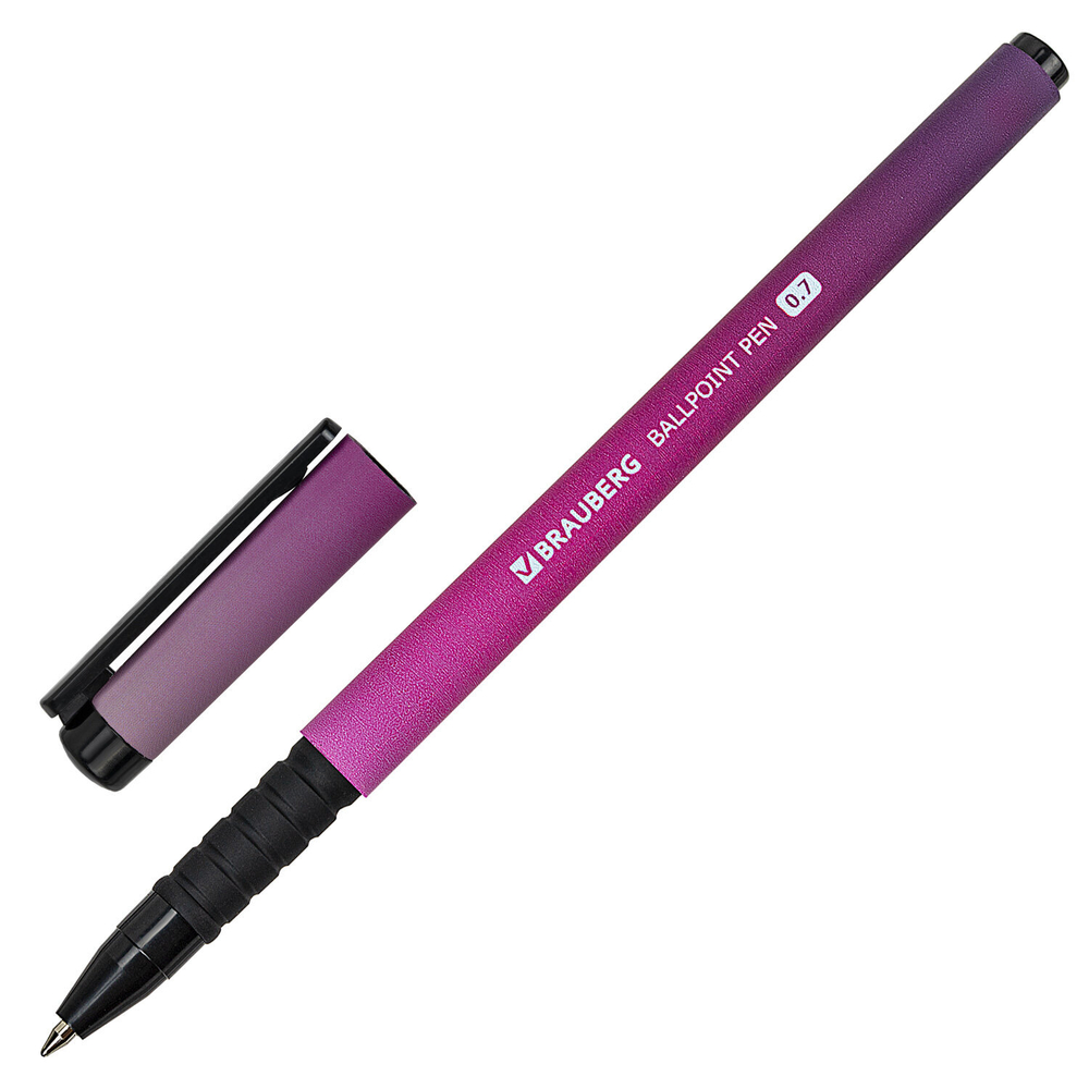 Ручка шариковая BRAUBERG SOFT TOUCH GRIP «GRADE NEON», СИНЯЯ, мягкое покрытие, ассорти, узел 0,7 мм, В НАБОРЕ 36 ШТУК.