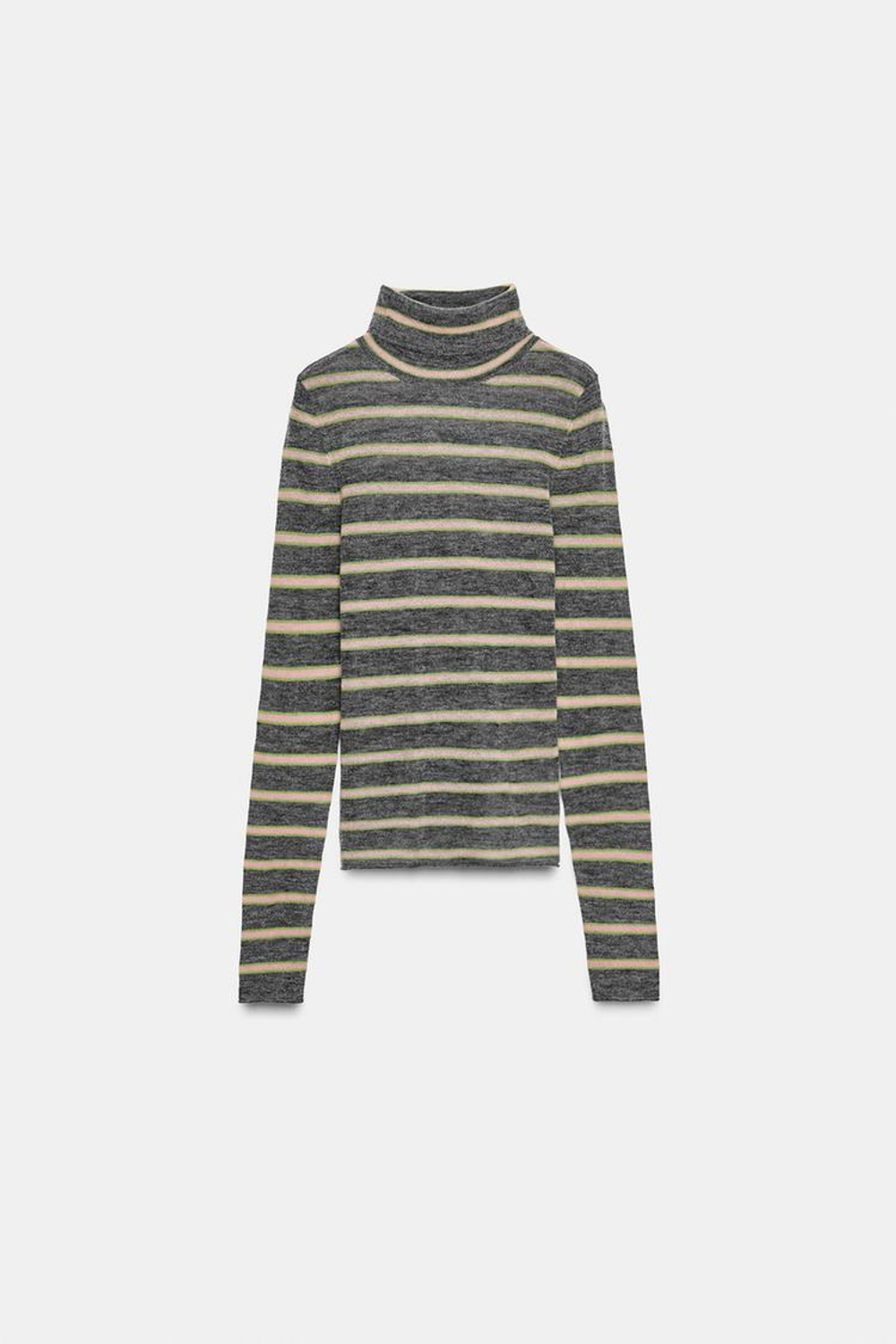 ZARA СВИТЕР В ПОЛОСКУ ИЗ ТОНКОГО ТРИКОТАЖА, РАЗНОЦВЕТНЫЙ