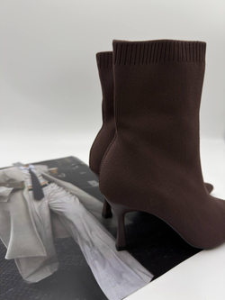 Ботильоны женские экокожа/текстиль арт. 612-3 цвет "коричневый"