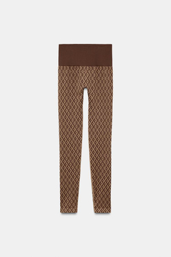 ZARA ТЕРМОЛЕГГИНСЫ С КОНТРАСТНЫМ УЗОРОМ SKI COLLECTION, ТАБАЧНЫЙ