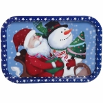 Поднос жестяной 34,5*23,5см «Дед Мороз со снеговиком»