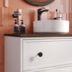 Тумба подвесная IDDIS Torr, со столешницей МДФ, макадамия орех, 80 см, белый матовый, TOR80WMi95K