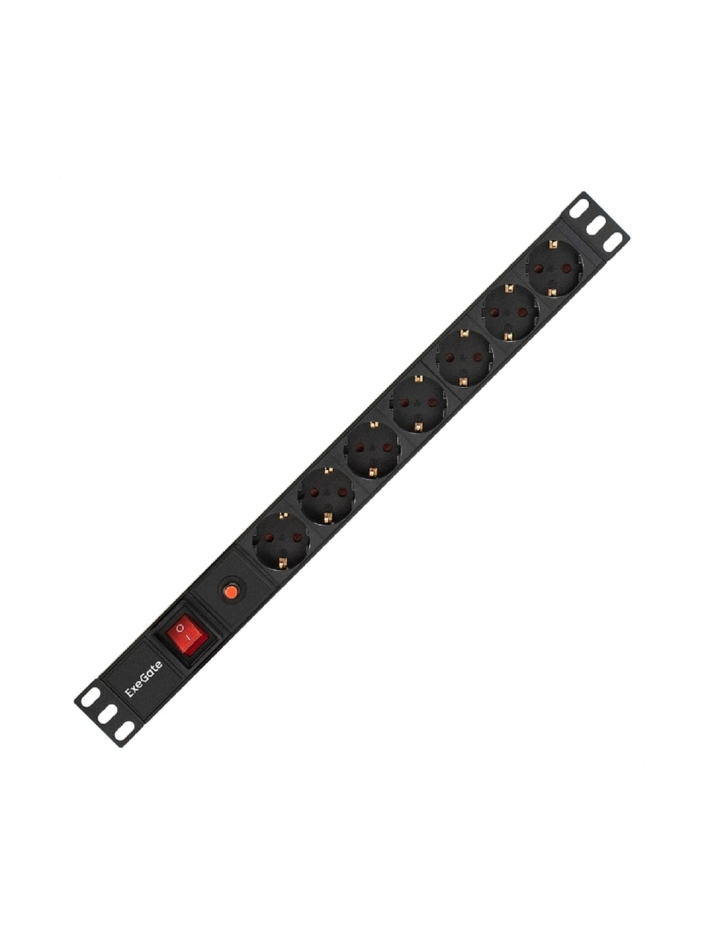 Exegate EX280837RUS Блок розеток ExeGate ServerPro PDU-19H702 Al-7S-C14-SW-O, 19",1U,алюм, 7Sch, С14, защита от перегр