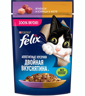 Феликс Двойная Вкуснятина Ягненк с Курицей в Желе 75гр.