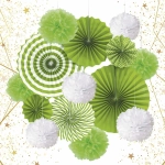 Набор вееров с помпонами «Праздничное утро!» (14 предметов), Зелёный/Белый