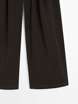 Massimo Dutti Атласные брюки с вытачками, цвет верблюжьей шерсти