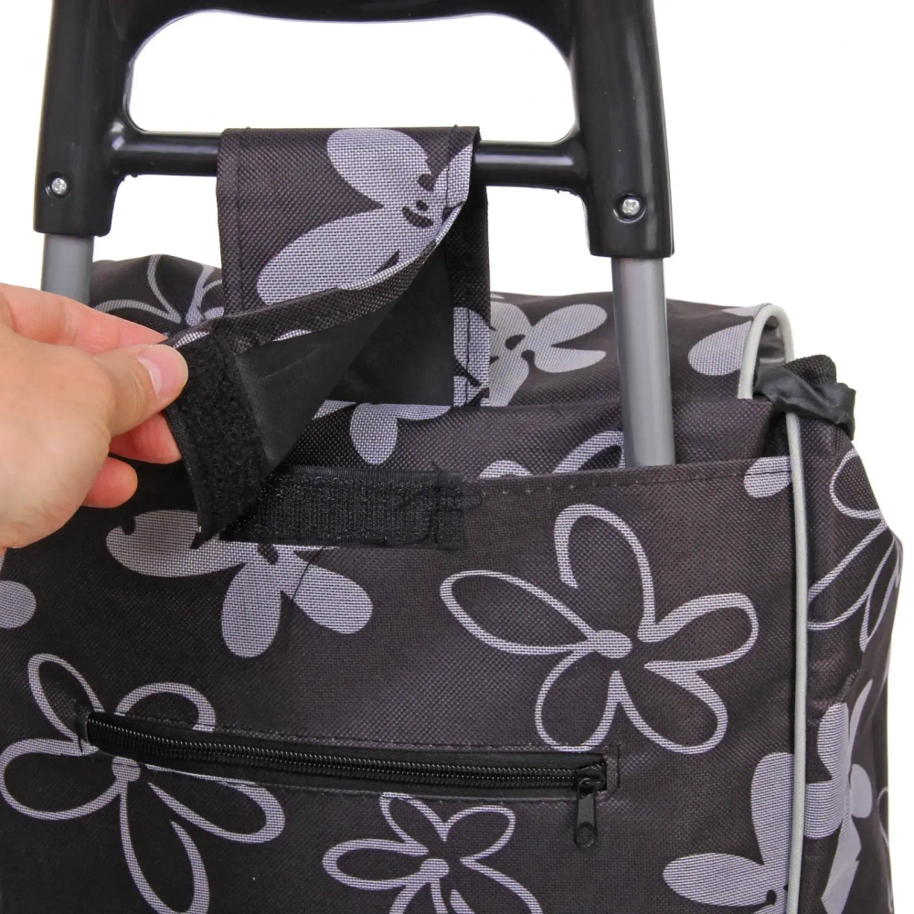 Тележка хозяйственная с сумкой (93*30*34см, колеса 16см,грузоподъемность до 30 кг) Черная