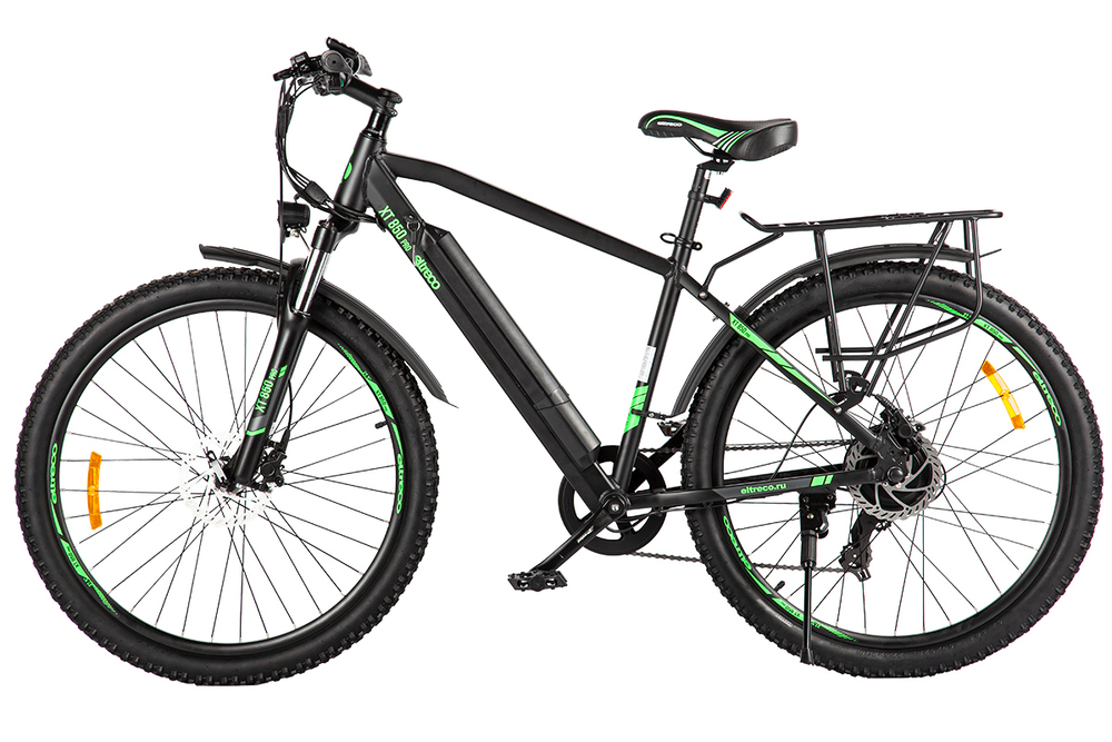 Электровелосипед Eltreco XT 850 Pro (Черно-зеленый-2673)