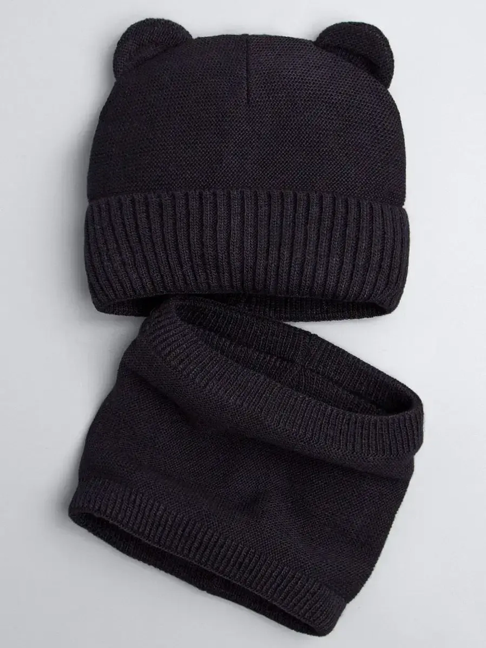 Детская шапка с ушками и снуд осенняя