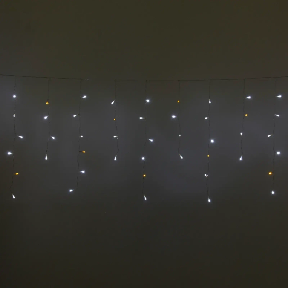 Гирлянда для улицы БАХРОМА «Мерцание» ш3м* в40/60см 100 ламп LED, прозр.провод,1 режим, IP-54, Белый/Теплый белый мерцает (возможность соединения)