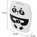 Точилка с контейнером для простых и утолщенных карандашей ЮНЛАНДИЯ "ПАНДА", 2 отверстия